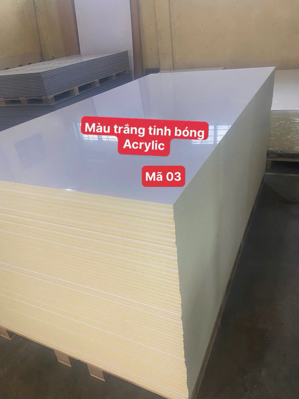 Gỗ nhựa 17 ly mặt nhựa Acrylic siêu bóng - màu trắng tinh bóng - Mã 03