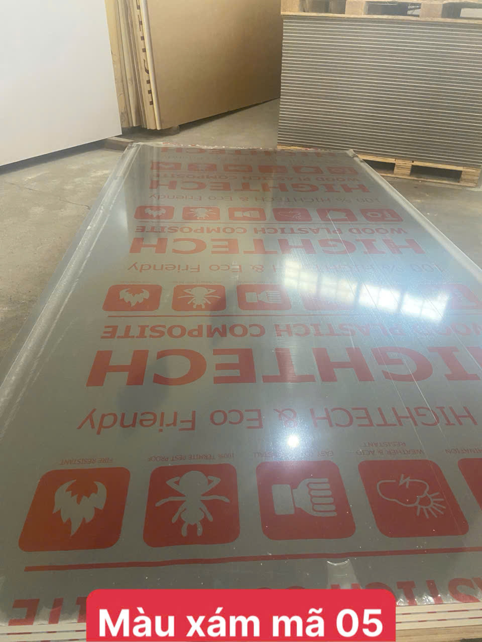 Gỗ nhựa 17 ly mặt nhựa Acrylic siêu bóng - màu xám bóng - Mã 05