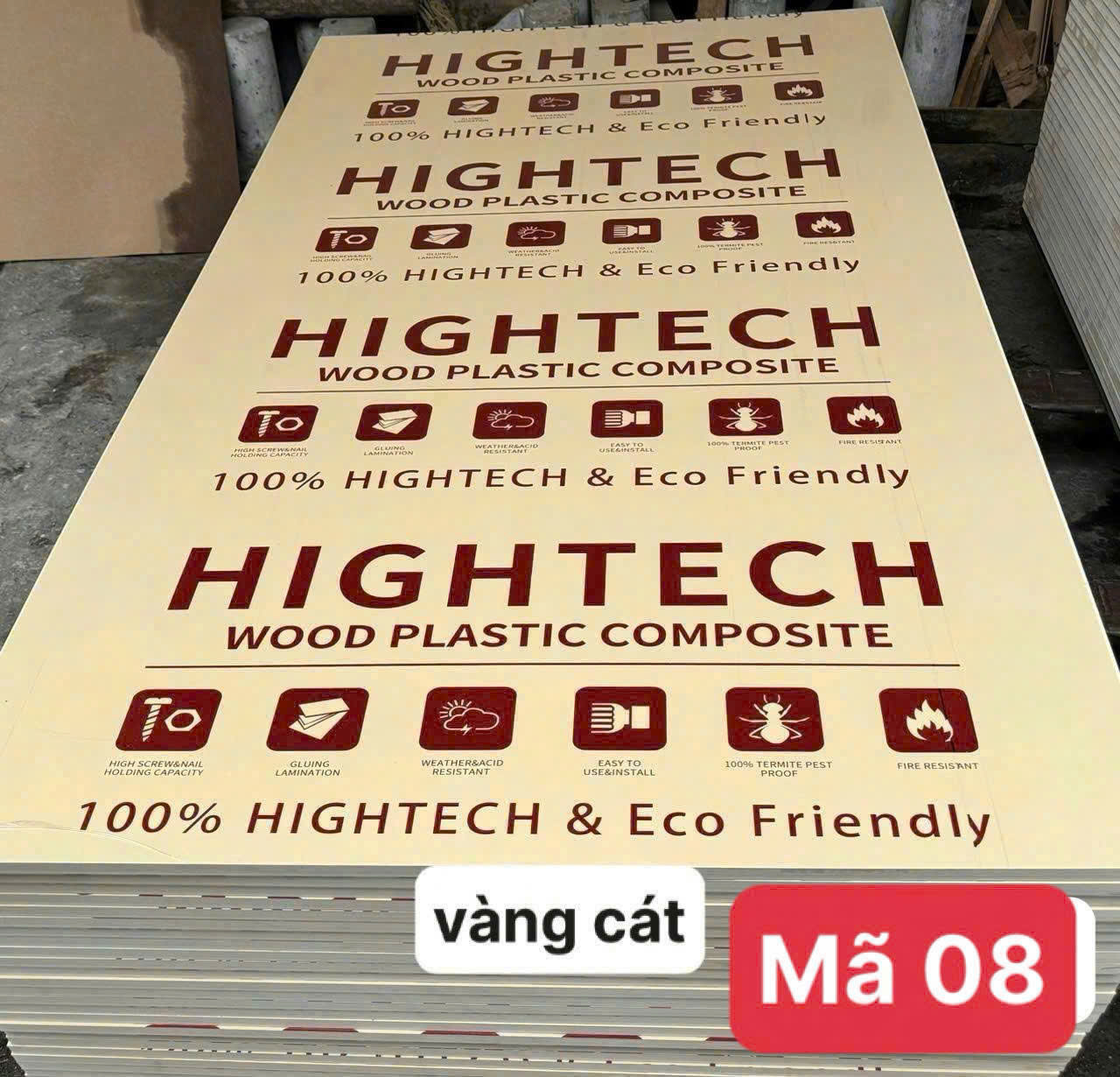 Gỗ nhựa 17 ly mặt nhựa Acrylic siêu bóng - màu vàng cát (bóng) - Mã 08
