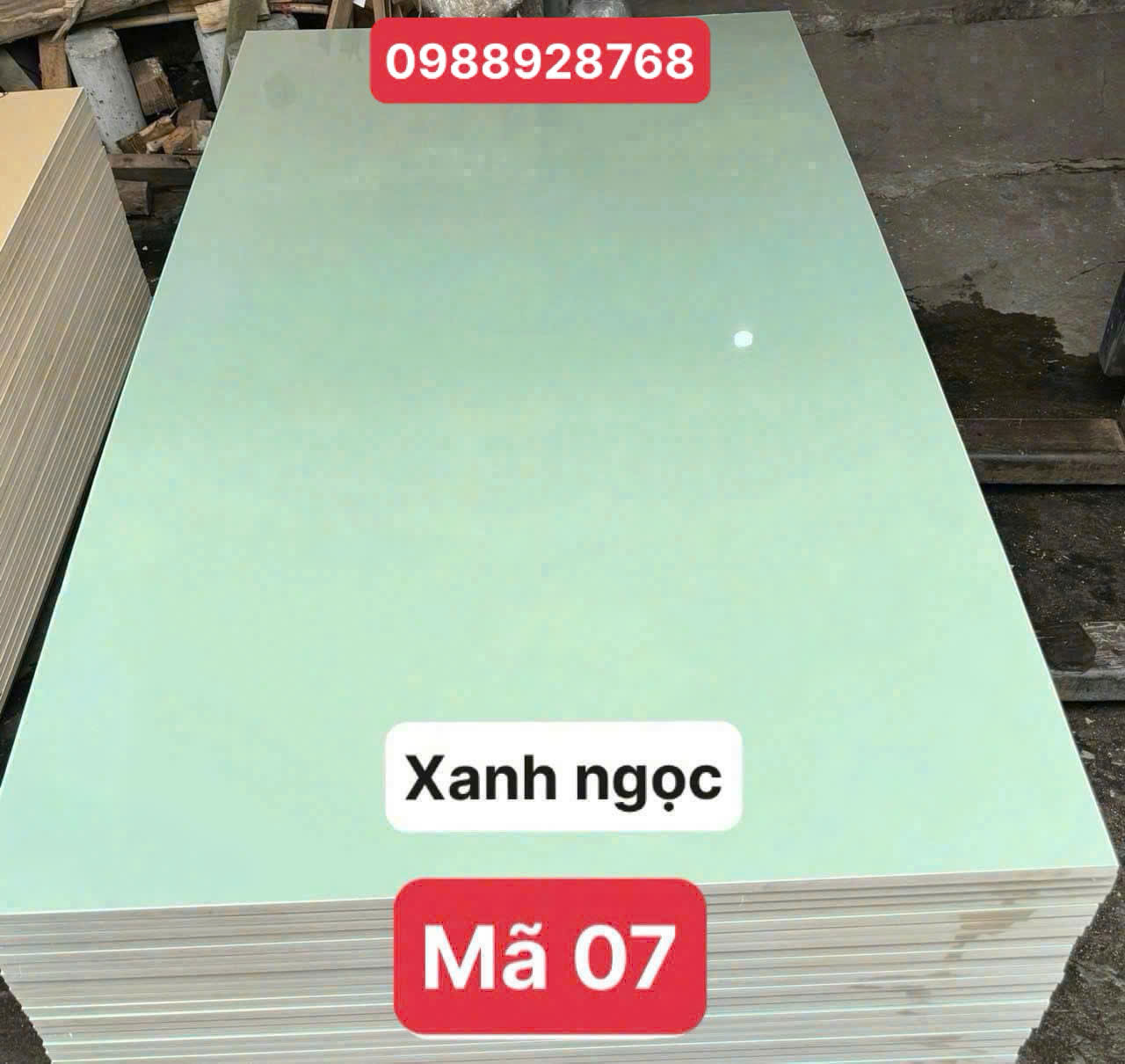 Gỗ nhựa 17 ly mặt nhựa Acrylic siêu bóng - màu xanh ngọc (bóng) - Mã 07