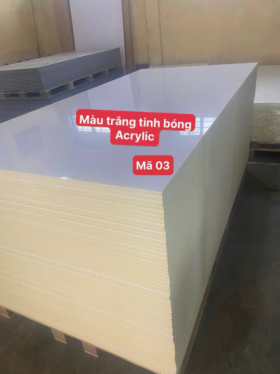 Gỗ nhựa 17 ly mặt nhựa Acrylic siêu bóng - màu trắng tinh bóng - Mã 03