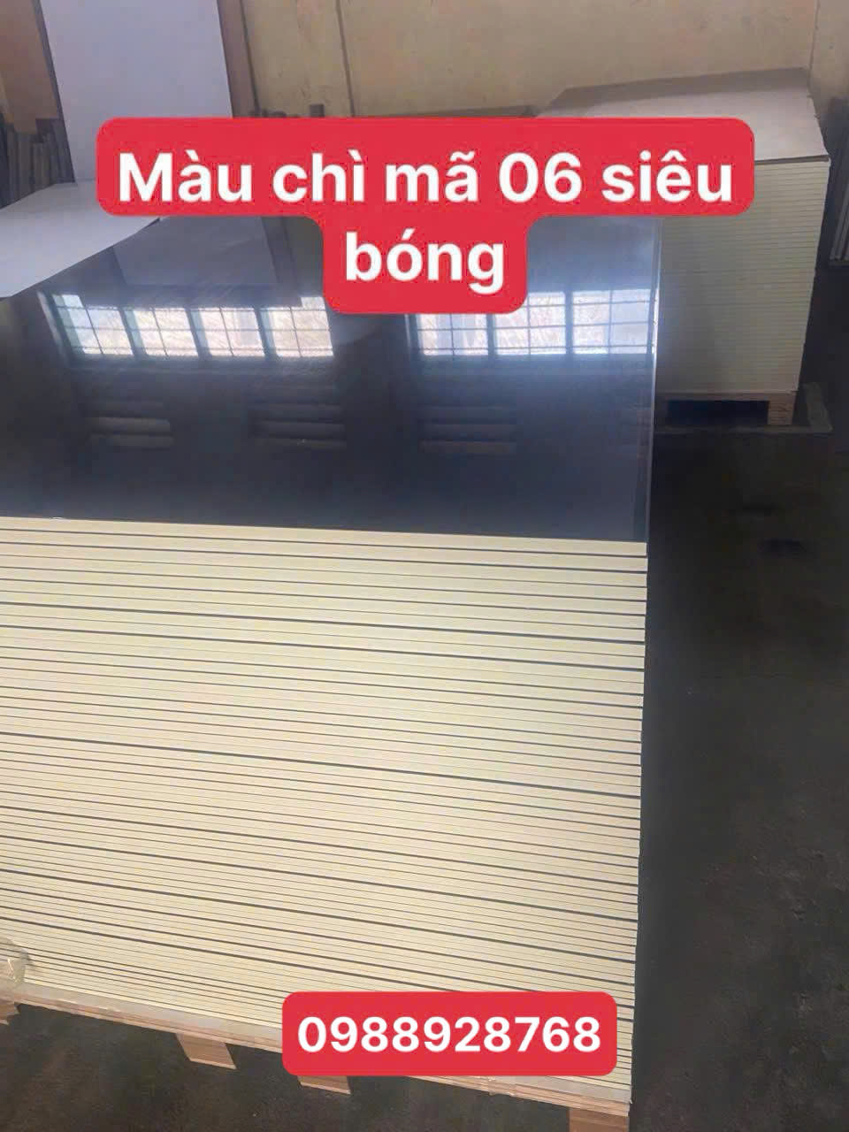 Gỗ nhựa 17 ly mặt nhựa Acrylic siêu bóng - màu chì (bóng) - Mã 06